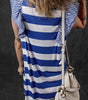 Sky Blue Stripe Contrast Ruffled Sleeve T-shirt Dress Markonline