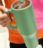 Dark Green Frosted Stainless Handle Large Vacuum Cup with Straw 40oz Dear-Lover Dropshipping