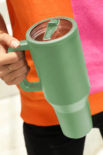 Dark Green Frosted Stainless Handle Large Vacuum Cup with Straw 40oz Dear-Lover Dropshipping