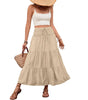 Summer casual versatile drawstring tied half skirt long skirt for women Markonline