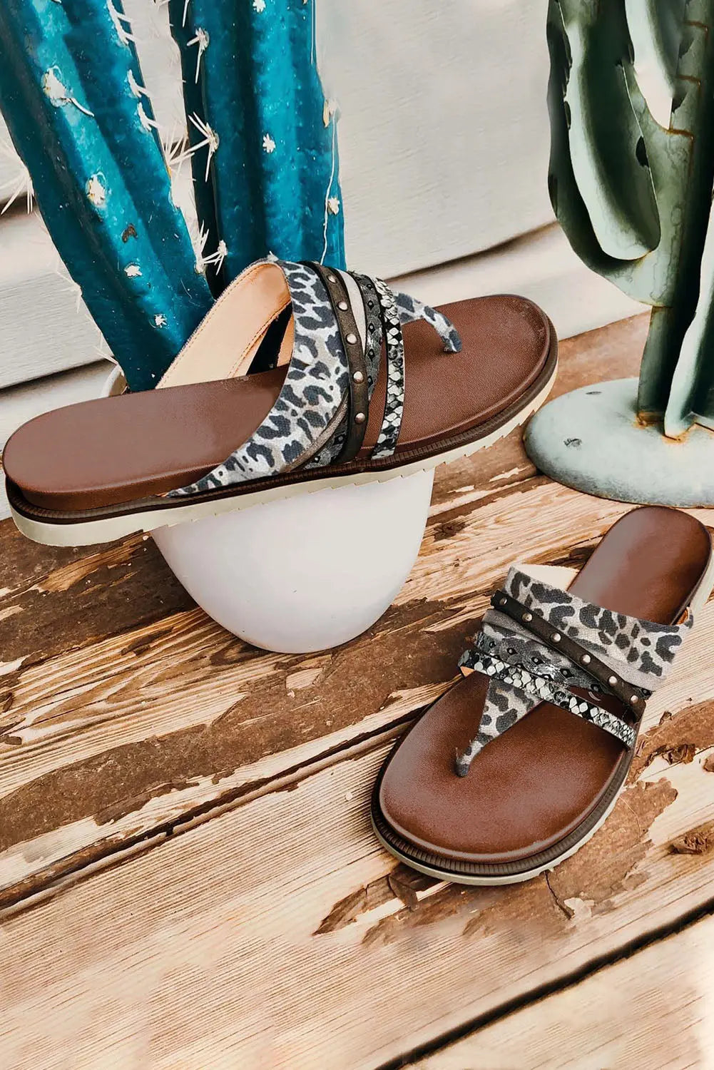 Leopard Studded Animal Print Flip Flop Sandals Dear-Lover Dropshipping