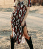 Red Western Aztec Printed Long T-shirt Dress Markonline