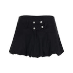 Black pleated floral bud skirt short skirt for women Markonline