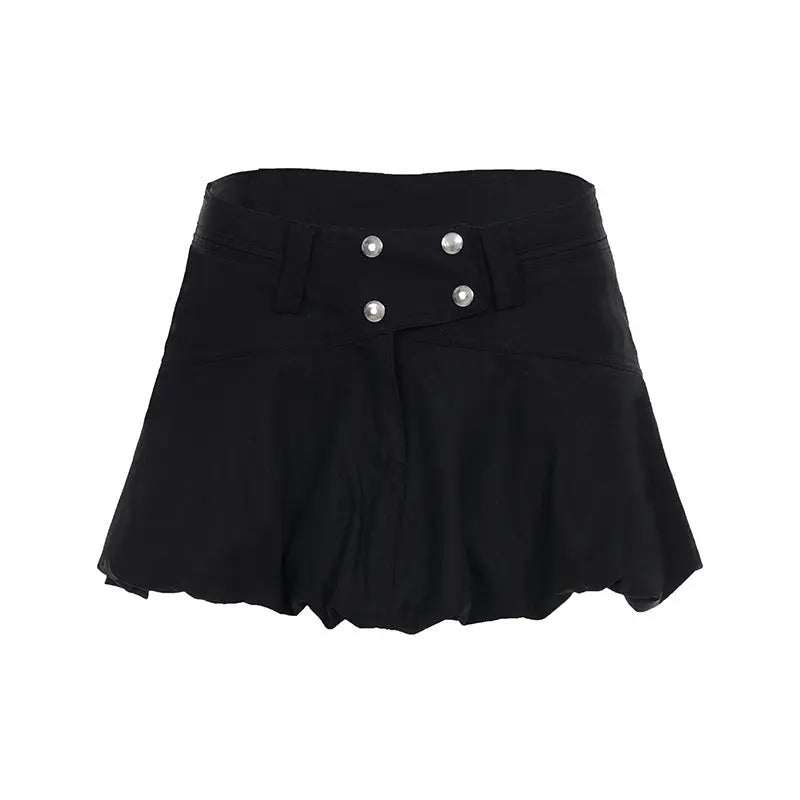 Black pleated floral bud skirt short skirt for women Markonline