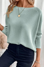 Moonlight Jade Textured Raglan Sleeve Knit Loose Top Dear-Lover Dropshipping