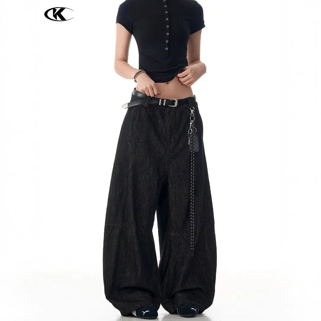 Black Tapered Jeans for Men and Women Casual Wide-Leg Long Pants Markonline