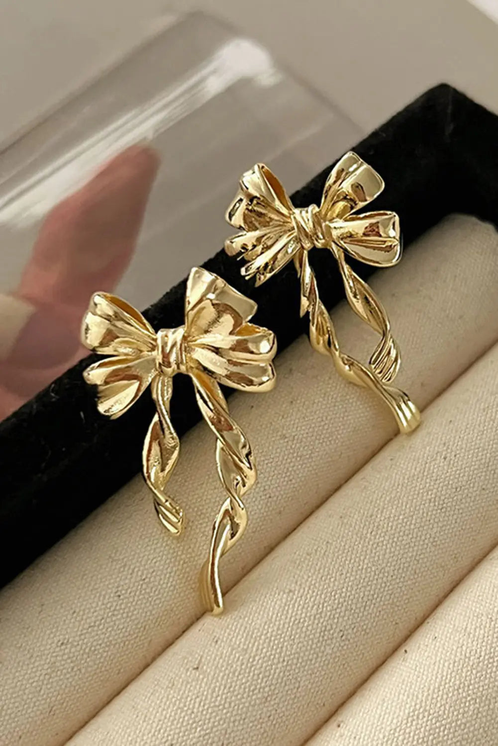 Gold Bow Knot Plated Alloy Stud Earrings Dear-Lover Dropshipping