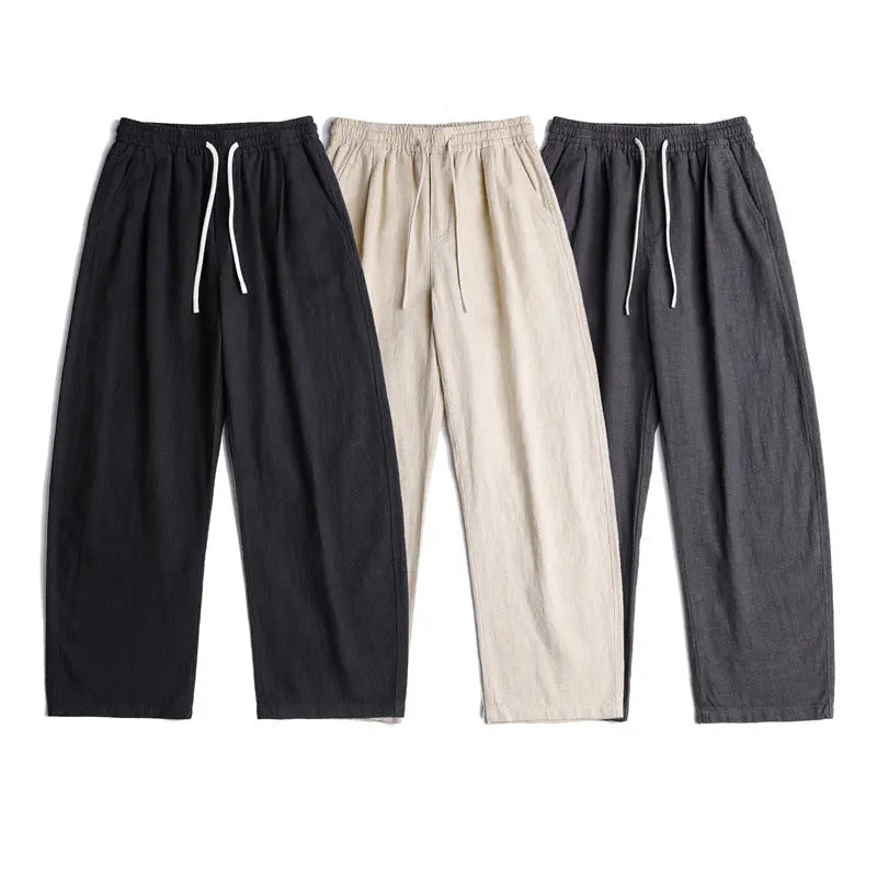 Loose and minimalist cotton and linen casual pants for men straight leg pants Markonline