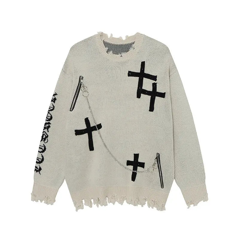 Knitted sweater necklace cross sweater for men eprolo