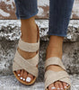 Beige Woven Cross Criss Hollowed Slip-On Slippers Markonline
