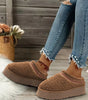 Chestnut Embroidered Sherpa Plush Thick Sole Snow Boots Dear-Lover Dropshipping