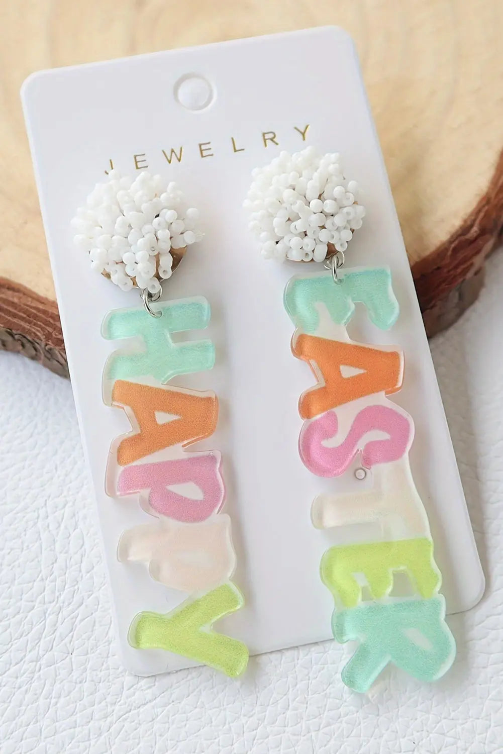 Pink Colorful HAPPY EASTER Drop Earrings Dear-Lover Dropshipping