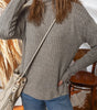 Gray Morn Ribbed High Neck Knitted Pullover Top Markonline