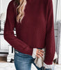Burgundy Contrast Lace Frilled Trim Raglan Sleeve Sweater Dear-Lover Dropshipping