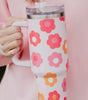 Multicolor Flower Print Handled Stainless Steel Vacuum Cup 40oz Dear-Lover Dropshipping
