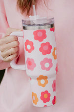 Multicolor Flower Print Handled Stainless Steel Vacuum Cup 40oz Dear-Lover Dropshipping
