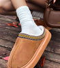 Chestnut Contrast Edge Suede Plush Lined Thick Sole Winter Slippers Markonline