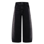 Vintage Washed Lightning Pattern Straight Leg Jeans Men High Quality Gradient Trendy Brand Wide Leg Pants Markonline