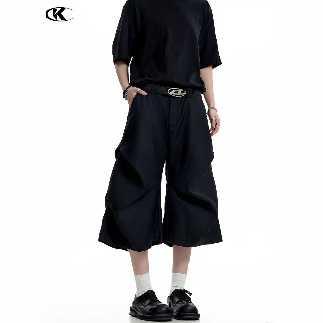 Trousers for Men and Women Water-Washed Vintage Straight Clean Fit Loose Wide-Leg Shorts eprolo