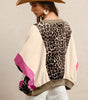Brown Leopard Print Color Block Patchwork 3/4 Sleeve Loose Top Dear-Lover Dropshipping