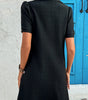 Black Textured Zipped Collar Shift Polo T Shirt Dress Markonline