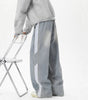 Side Stripe Webbing Denim Pants Men Vintage Washed Oversized Loose Straight Leg Pants Markonline