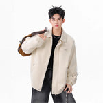 Streetwear Casual Lapel Workwear Suede Jacket for Men and Women, Autumn Winter Style Loose Fit Stand Collar Coat Markonline