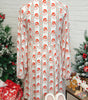 White Father Christmas Contrast Collar Button Front Long Sleeve A-line Mini Dress Markonline