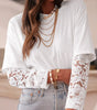 White Lace Long Sleeve Insert Drop Shoulder Tee Markonline