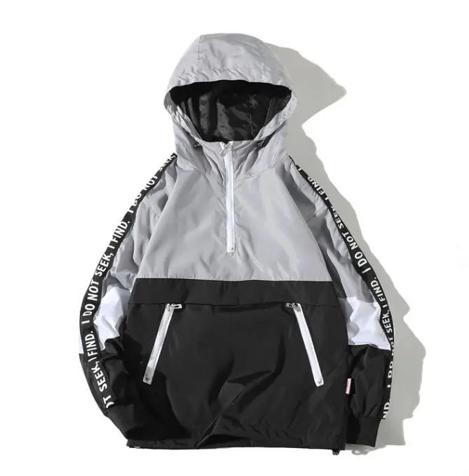 Hooded Jackets Men Block Pullover Jacket Fashion Tracksuit Coat Men Hip Hop Streetwear Jacket Men Markonline