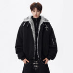 Cross Mountain Eagle Fur-Collar Cotton Coat for Men, Winter Fleece-Lined Thick Warm Cotton Jacket, High-End Style Markonline
