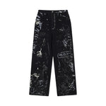Graffiti washed denim jeans for men and women Markonline