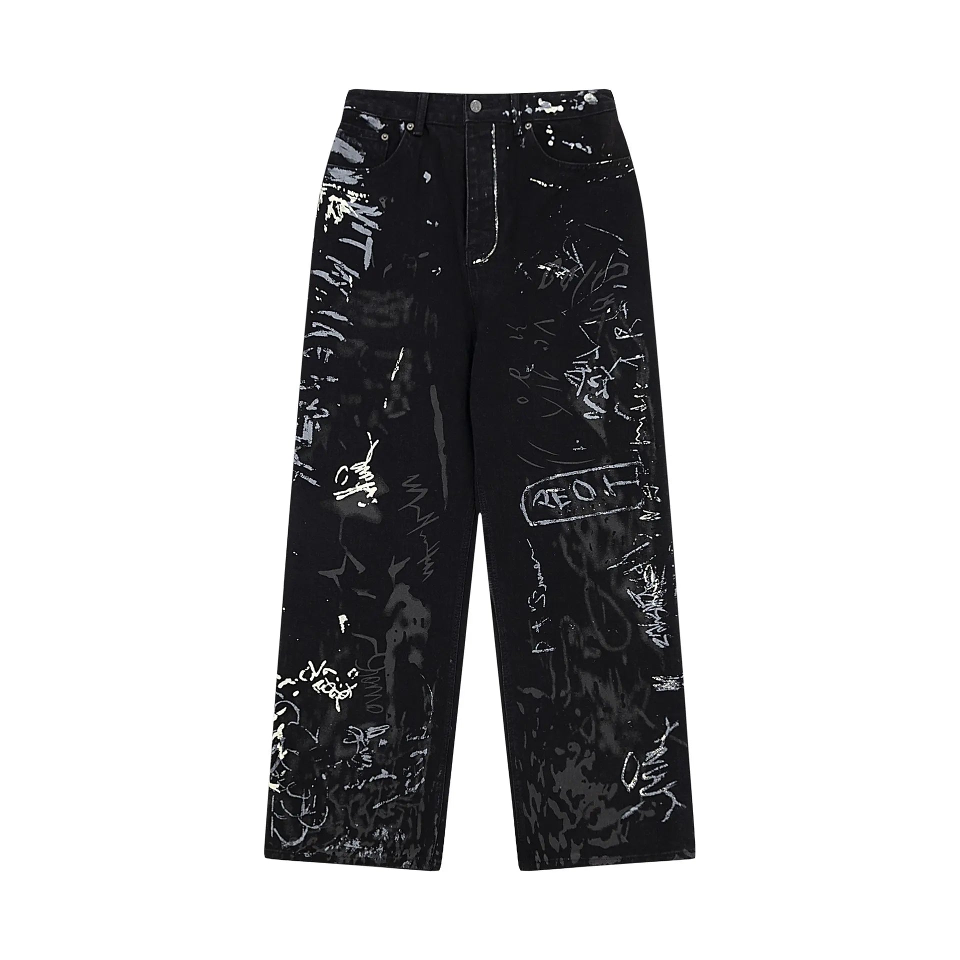 Graffiti washed denim jeans for men and women Markonline