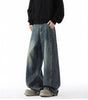 High Street Wide Leg Jeans Men Autumn Winter  Loose Straight Fit Drapey Floor-Length Pants Men Washed Vintage Markonline