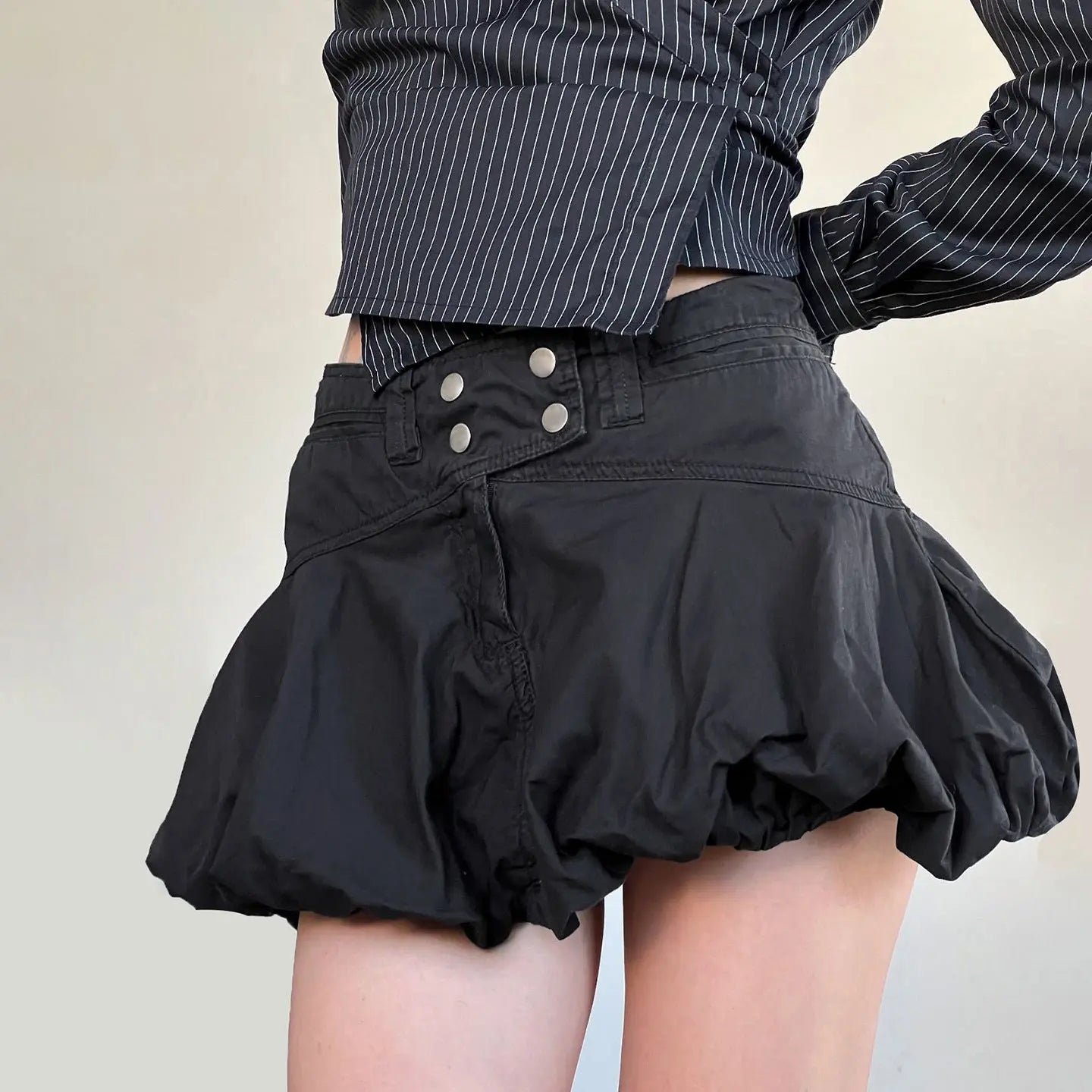 Black pleated floral bud skirt short skirt for women Markonline