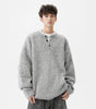 Heavyweight Henley Neck Sweater for Men, Autumn Winter New Thick Wool Knitwear, Loose Warm Pullover Knit Sweater Markonline