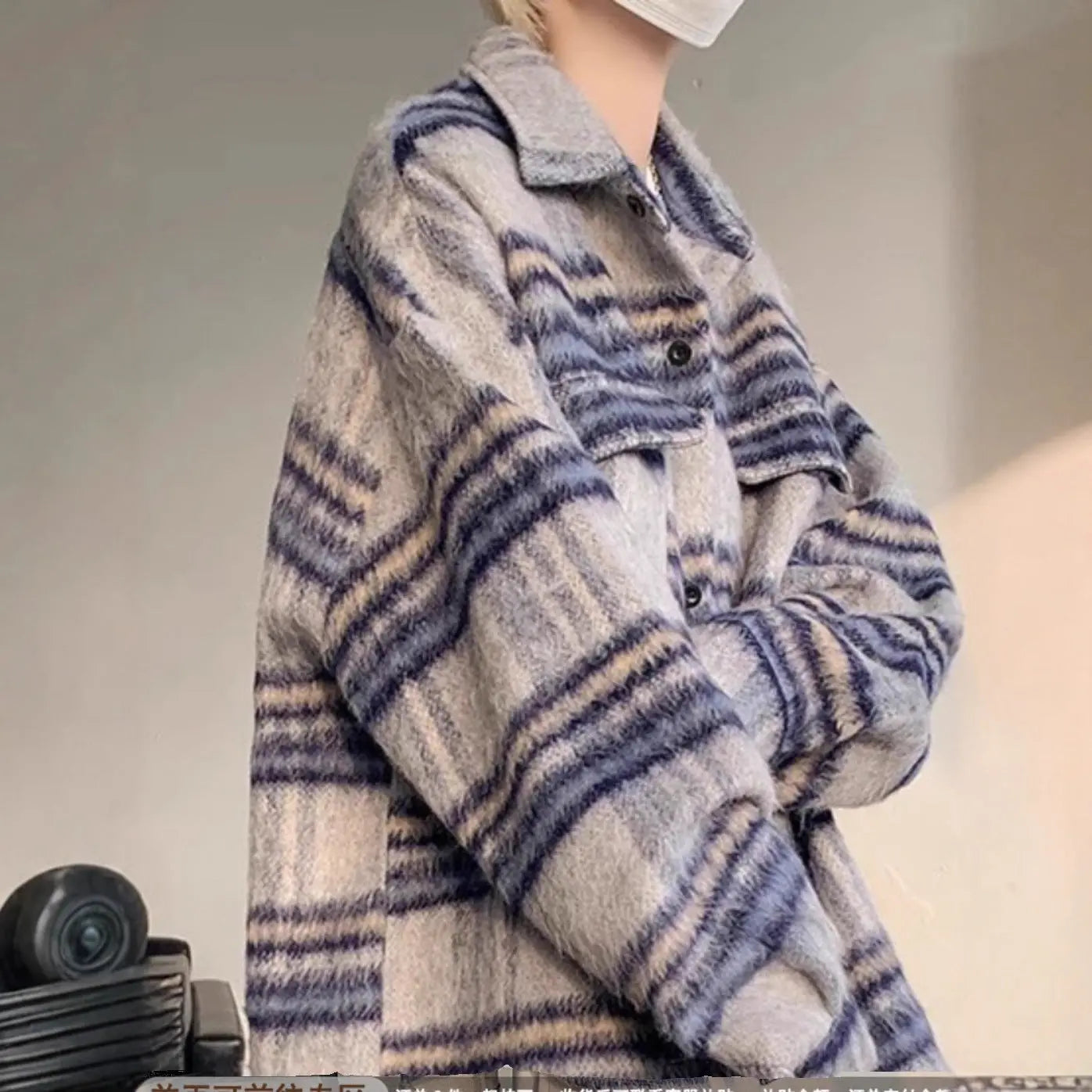 Chambray Style Plaid Woolen Coat for Men, Autumn/Winter Thickened Streetwear  Shirt Jacket Markonline