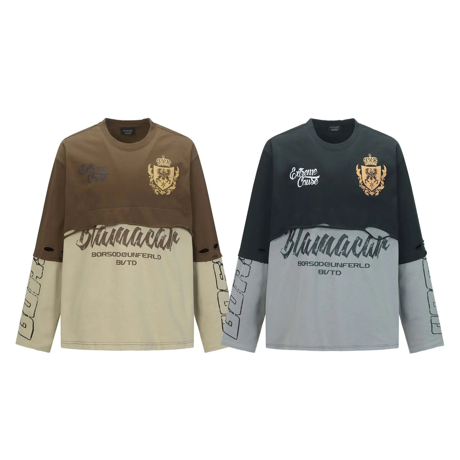 Color blocked fake two-piece hoodie Markonline