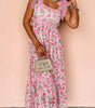 Pink Floral Lace Tied Strap Empire Waist Maxi Dress Markonline