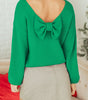 Bright Green Bow Backless Bubble Sleeve Sweater Dear-Lover Dropshipping