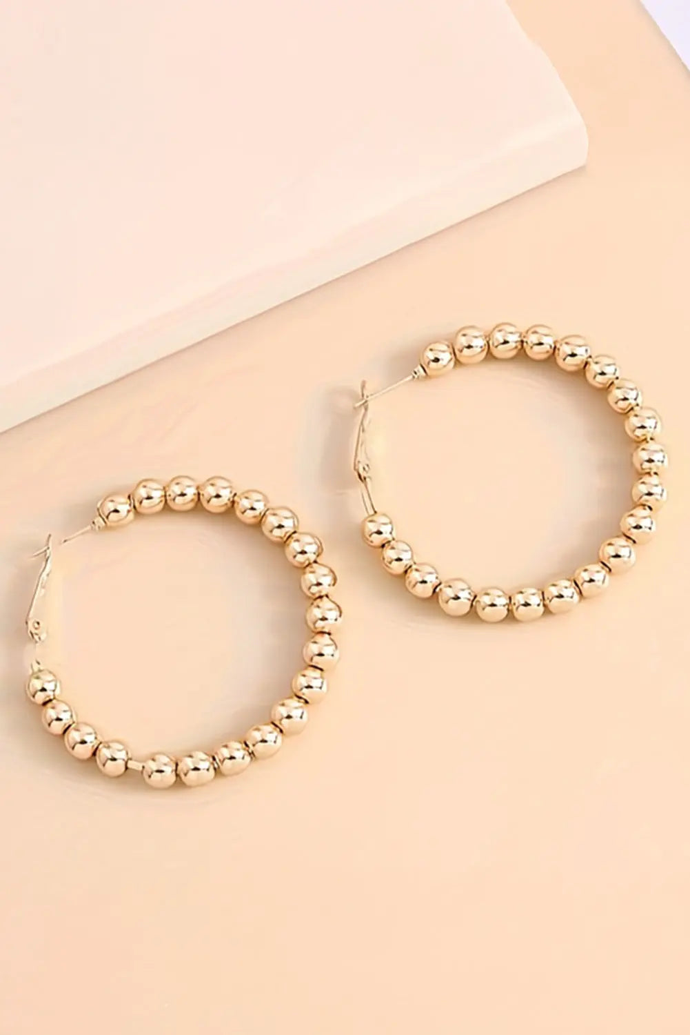 Gold Plated Beads Alloy Hoop Earrings Dear-Lover Dropshipping