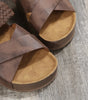 Brown Braided Detail Criss Cross Platform Slippers Dear-Lover Dropshipping