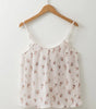 White Floral Pleated Big Bow Back Spaghetti Straps Tank Top Dear-Lover Dropshipping