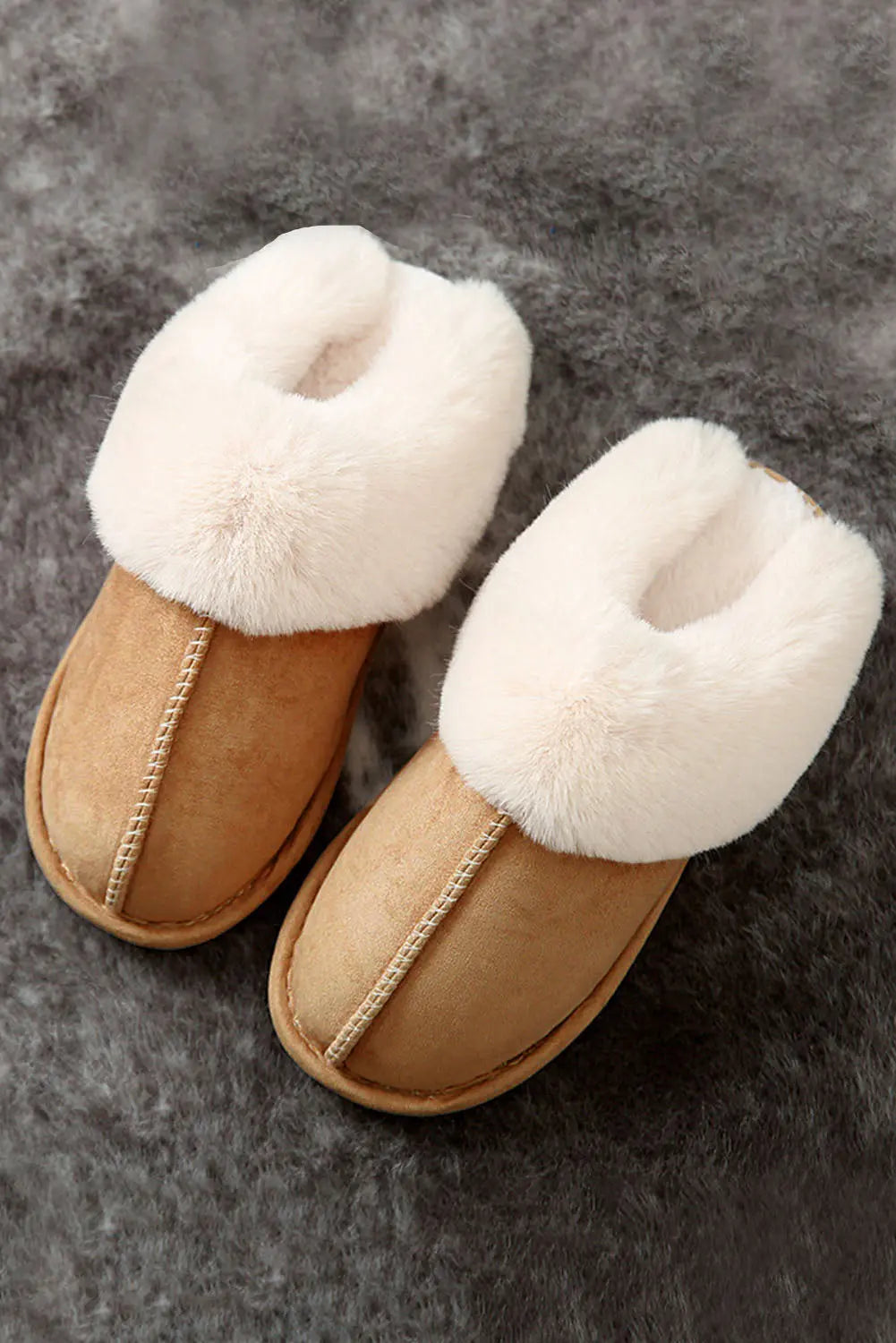 Camel Plush Suede Winter Home Slippers Dear-Lover Dropshipping