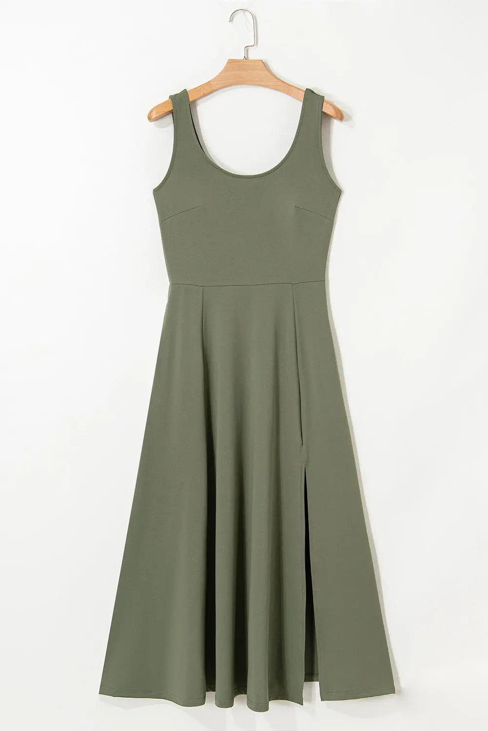 Four Leaf Clover Sleeveless Scoop Neck Flared Split Midi Dress Markonline