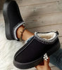 Black Contrast Print Suede Plush Lined Snow Boots Dear-Lover Dropshipping