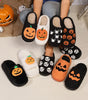 White Halloween Pumpkin Print Plush Slippers (Runs Small, Size Up) Dear-Lover Dropshipping