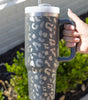Gray Leopard Print 40OZ Stainless Steel Portable Cup with Handle Dear-Lover Dropshipping