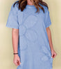 Sky Blue Mineral Wash Flower Patchwork Mini T Shirt Dress Markonline