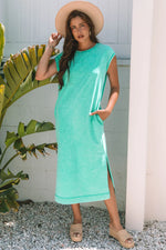 Clearly Aqua Mineral Wash Pocketed T-shirt Long Dress Markonline
